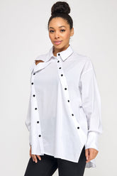 Off-Beat Button-Up Shirt – Black & White | Made in Turkey